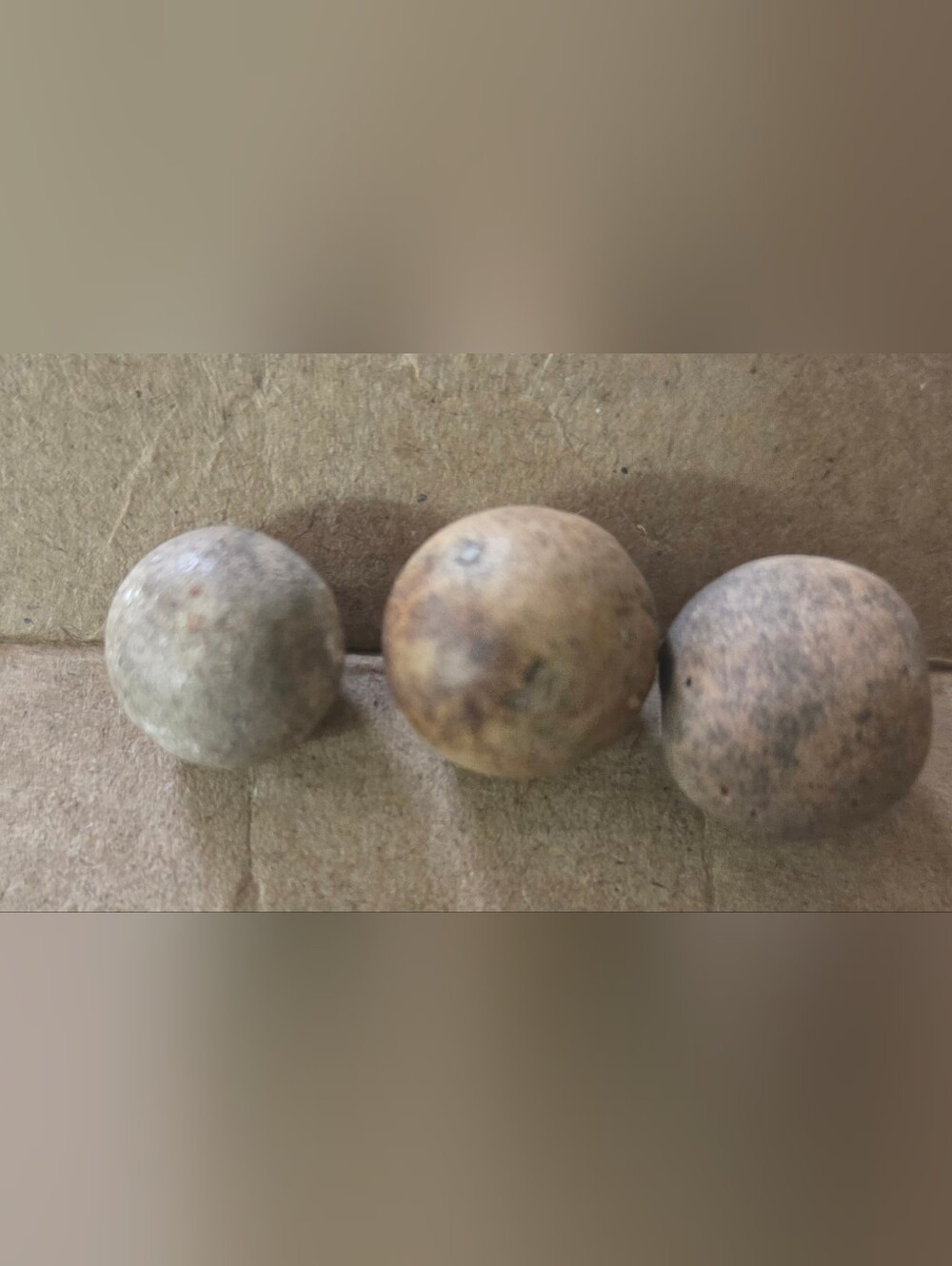 Vintage limestone peewee marbles various sizes set of 3